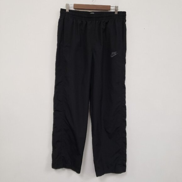 Nike Mens Mesh Lined Pants Size L Black Elastic Waist Athleisure Workout Gym